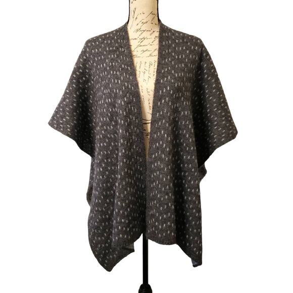 Vintage Nardi & Tagliaferri Italian Shawl Wrap Gray Dot Wool Mohair Reversible - Picture 1 of 6